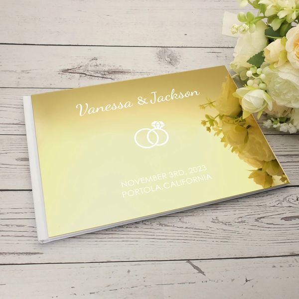 Personalized Wedding guest book Custom Signature Guestbook Acrylic Mirror Cover Book Engagement Party Commemorative 240529