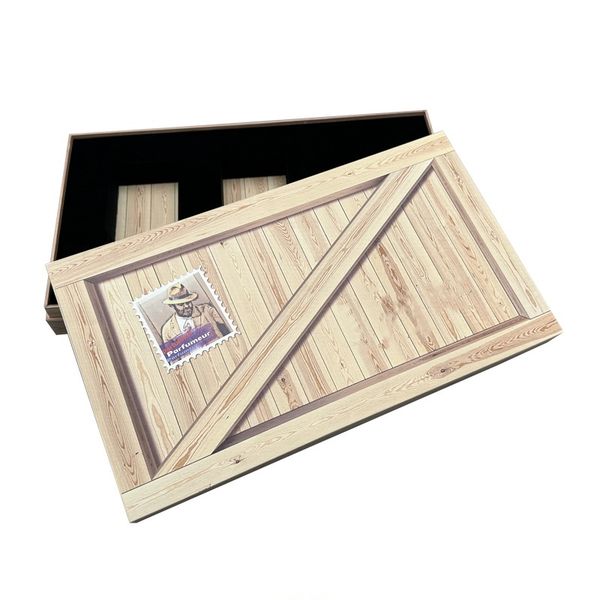 Wholesale Perfume Case Wood Grain Speciality Paper Packaging Boxes Custom Box