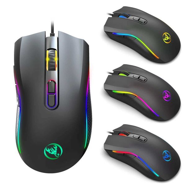 High Quality Hongsund new macro programming RGB 7200DPI luminous gaming mouse electric racing cable mouse 6 dpi file adjustable gaming mouse