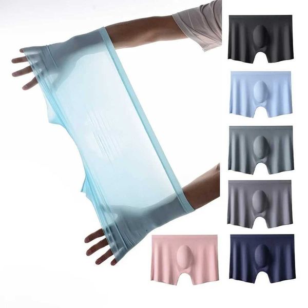 Mens underwear boxing shorts transparent Hombre ice silk seamless underwear ultra-thin mens underwear boxing shorts W241223