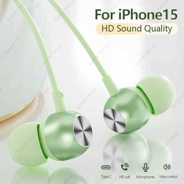 Headset HIFI Heavy Bass Metal Wired Earphone Type C Wired phones Colorf set Earbud With Mic In-Ear Music set For iPhone 15 Z241105