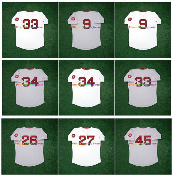 David Ortiz Jason Varitek 1976 Red Sox Baseball Jersey A&#039;s Ted Williams Tim Wakefield White Grey Pedro Martinez Wade Boggs Carl Yastrze