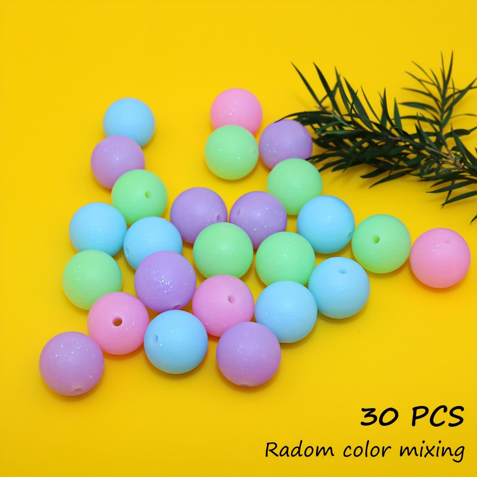 TEMU 10-30pcs Glitter Silicone Beads 15mm Sequins Silicone Beads Sparkling Pastel Glitter Powder Silicone Rubber Beads For Diy Beadable Pens Lanyard