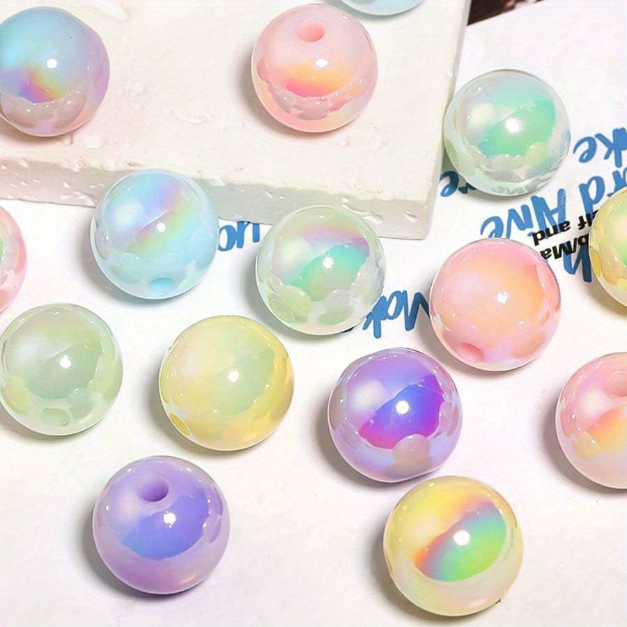 TEMU 30pcs 20mm Iridescent Uv Acrylic Round Beads - Pastel Shifting Jewelry Beads For Diy Crafts, Bracelets, Necklaces - Christmas & Supplies,