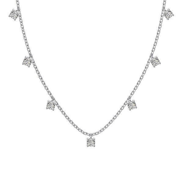 Collares de borla cuadrada con circonita cúbica transparente pavimentada de plata de ley 925 chapada en rodio