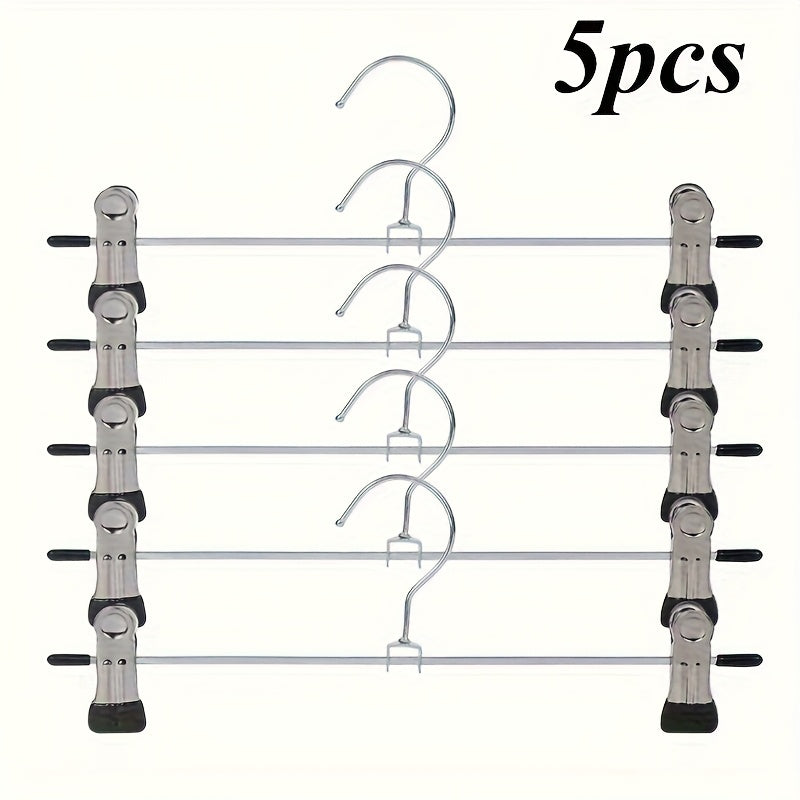 TEMU 5 Pack Space Saving Metal Clip Pants Hangers - Durable Metal Clips For Jeans, Skirts, Scarves & More - Ideal For Dorm, Travel & Home - With