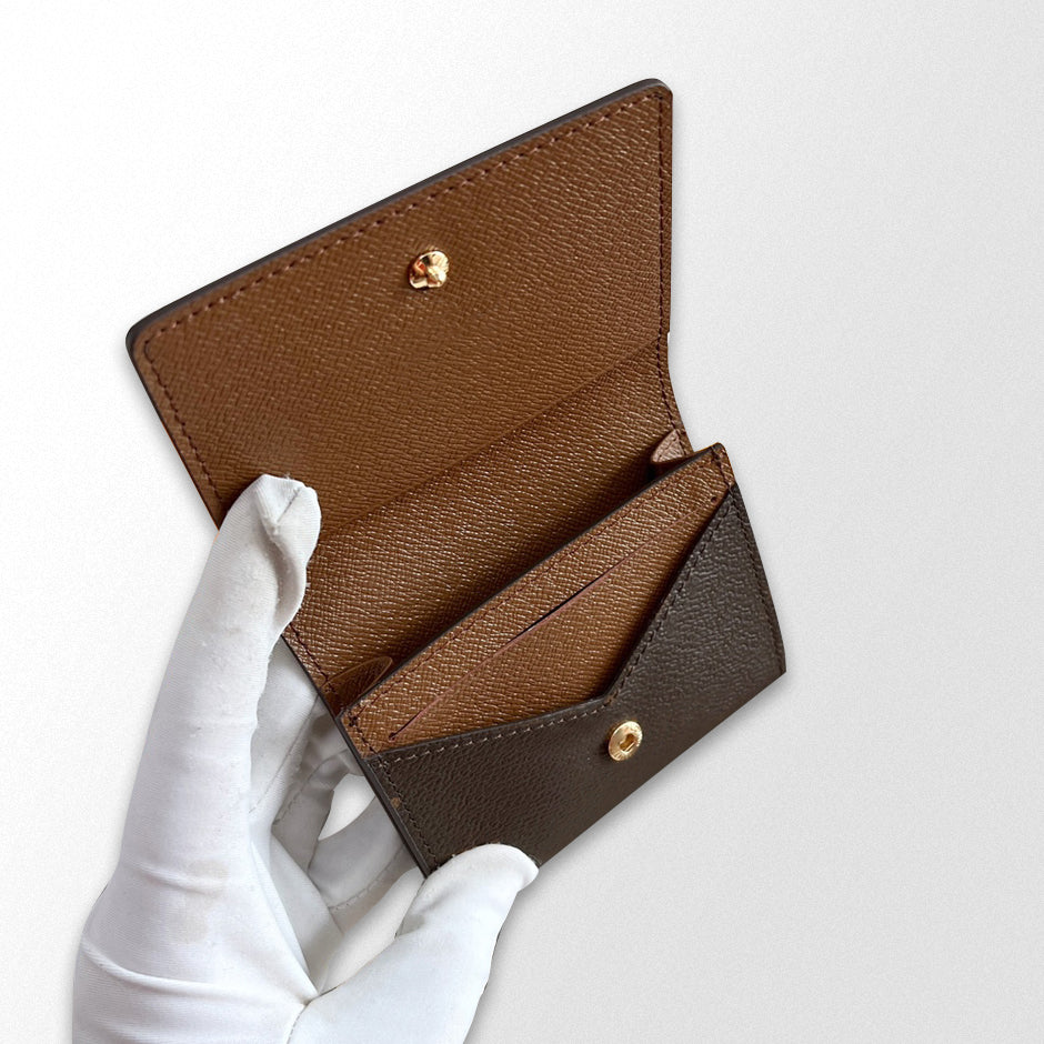 Luxury Small wallet for women 10a Designer mini Card holders flap wallet Coin purse mini Business Card wallet Leather Small Card bags Designer Brown