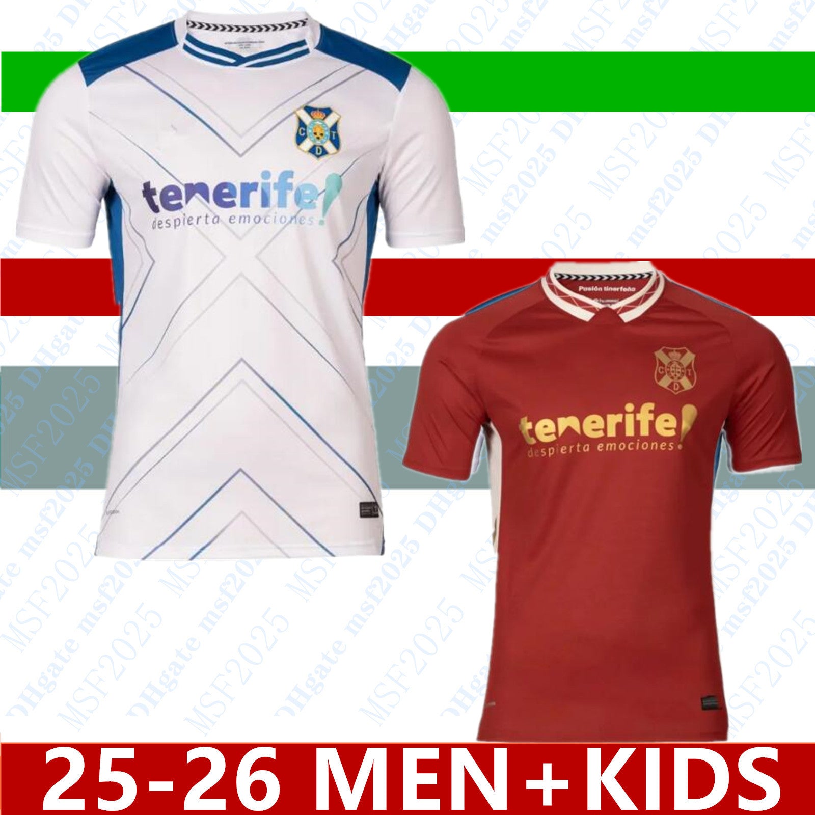 25 26 CD Tenerife soccer jerseys 2025 2026 GALLEGO ZORRILLA MO DAUDA BUNUEL ROMERO SIPCIC MARTINEZ LOPEZ home away Football Shirt Short Sleeve Unifo