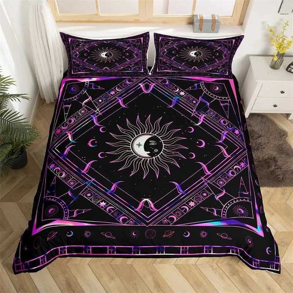 Ancient Sun Moon Down Duvet Cover Colorful Galaxy Star Mandala Bedding Set 3D Bohemian Ethnic Comfort Set Full Size X241029