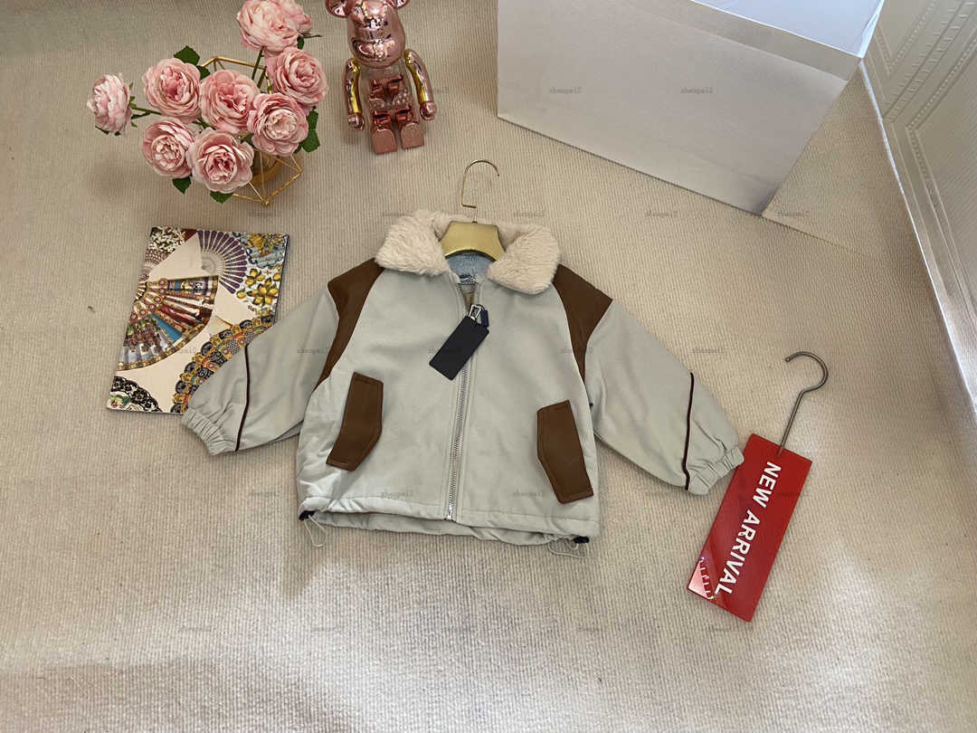 Luxury kids coat Plush collar design baby Jackets Simple solid color kids designer clothes cotton boys girl Outwear