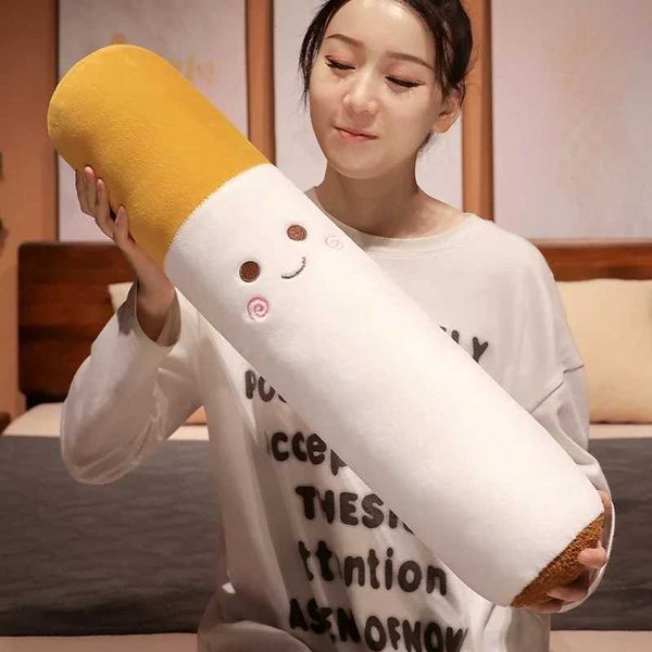 Plush Dolls New Creative Smoking Cylindrical Sleep Mat Cigar Pillow Plush Toy Fashion Boyfriend Birthday Gift J241214