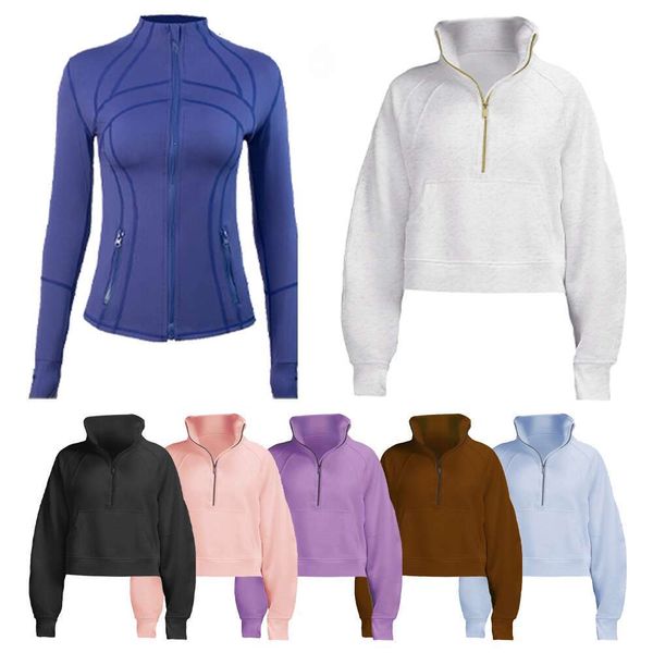hoodie women scuba half zip define yoga suit designer hooded sportswear outdoor sports jogging hoody thick longsleeved jacket