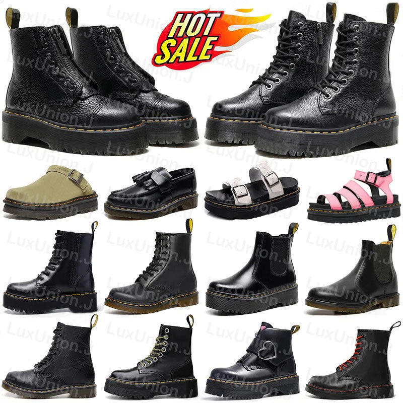 Designer Marteens Ankle Boot Men Women Platform Sandals Slides Sliders Triple Black White Patent Leather Slide Outdoor Casual Snow Boots Winter Warm