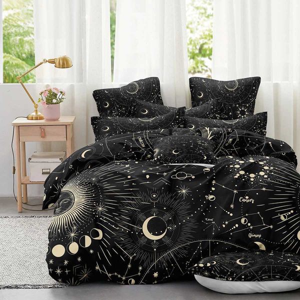 Bedding sets Sun and Moon Duvet Cover Boho Exotic Bedding Set Galaxy Astrology Comforter Cover for Boys Girls Children Teens Bedroom Decor C