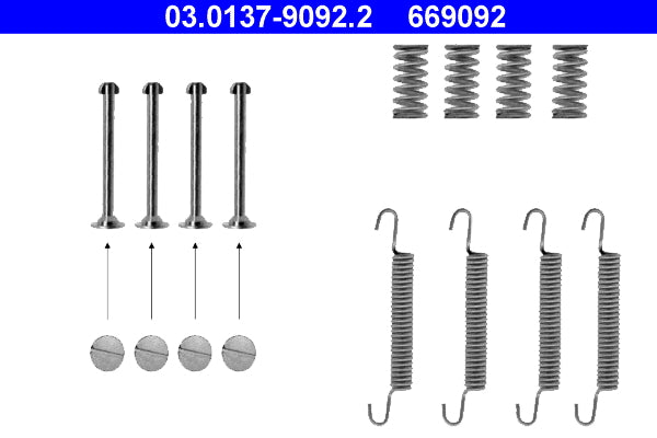 Accessory Kit, parking brake shoes ATE 03.0137-9092.2