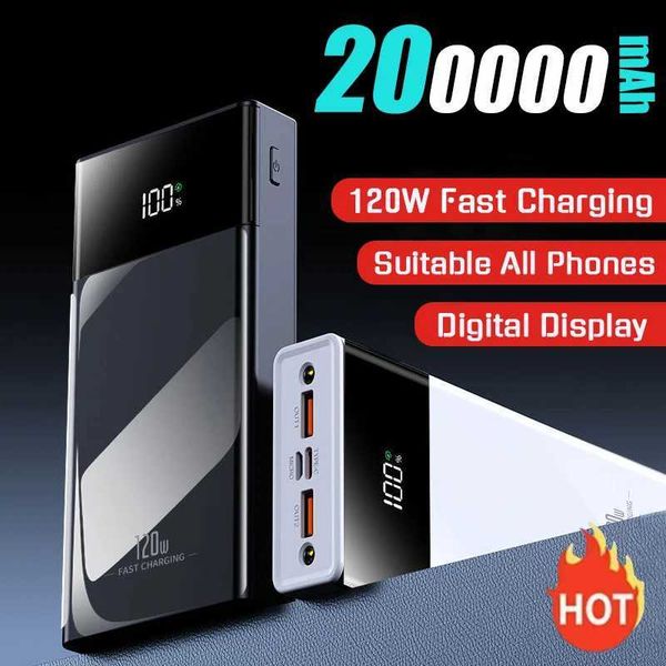 120W 200000mAh power pack with fast charging capacity portable power pack with digital display LED lights suitable for iPhone Y241104