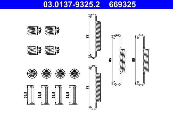 Accessory Kit, parking brake shoes ATE 03.0137-9325.2