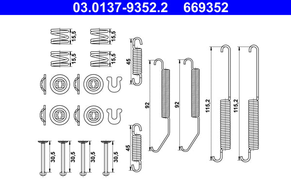 Accessory Kit, parking brake shoes ATE 03.0137-9352.2