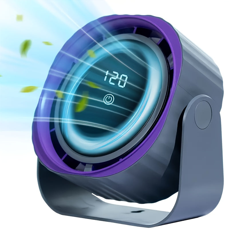 TEMU Silent Digital Display Wall-ceiling-desk Fan With 5-speed Settings, 5400mah Battery & Usb- - Portable Standing- Hanging Fan For Home, Office,