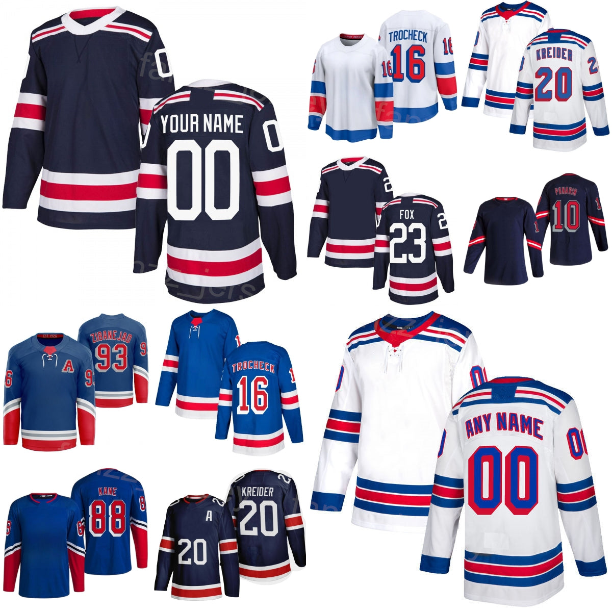 Man Kids Woman 2024 Stadium Series Hockey 10 Artemi Panarin Jersey 93 Mika Zibanejad 23 Adam Fox 20 Chris Kreider 13 Alexis Lafreniere 24 Kaapo Kakk