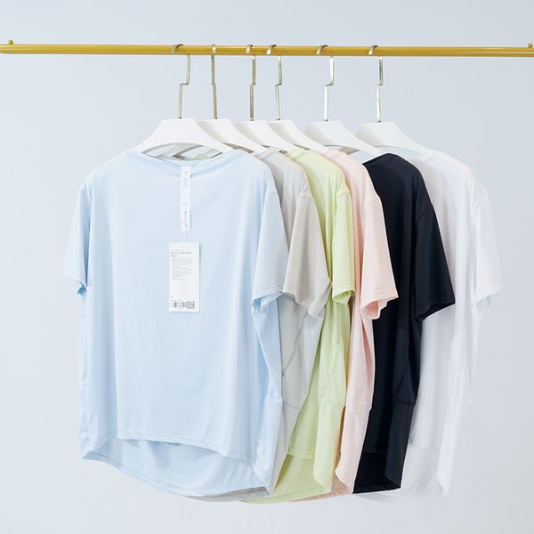 Womens Tops Yoga backaction t-shirt summer Yoga Short Sleeve Loose Blouse Sports Top top womens round collar short sleeve elastic breathable