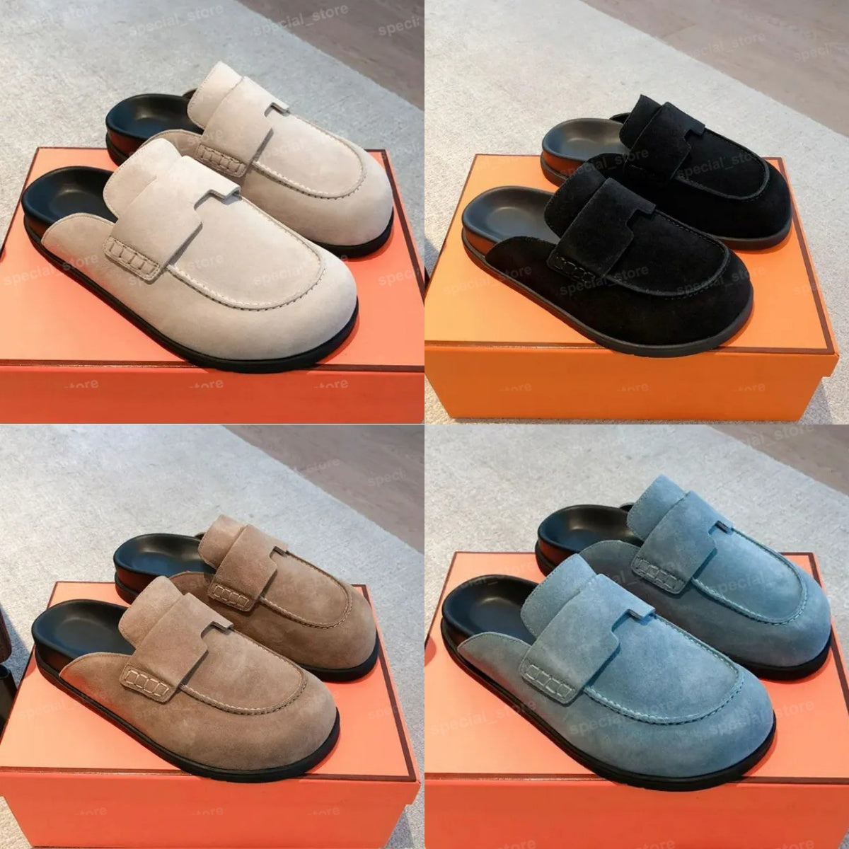 Designer Shoe Mule GO Slippers Suede Loafers for Summer Women Men Suede Leather Sandals Slip On Black Brown Beige Clogs Noir Comfortable Stylish Sho