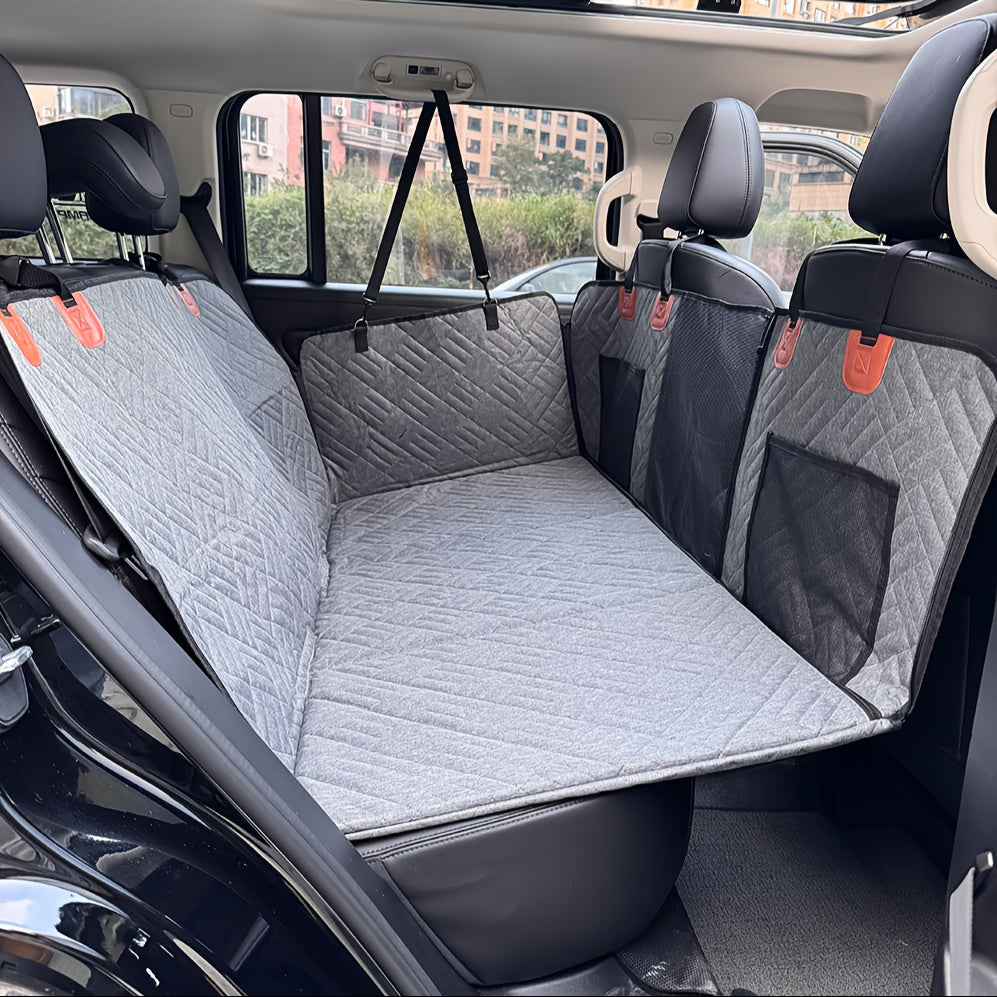 TEMU Pet Hard Bottom Car Rear Seat Cover With Mesh Window And Storage Rear Seat Protector For Car Suv-car-truck, Essential Supplies For Pet Lovers,