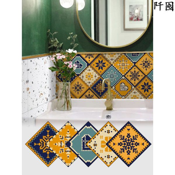 Self adhesive kitchen oil proof bathroom waterproof wall sticker, mosaic waistline wallpaper, balcony decoration ceramic tile sticker