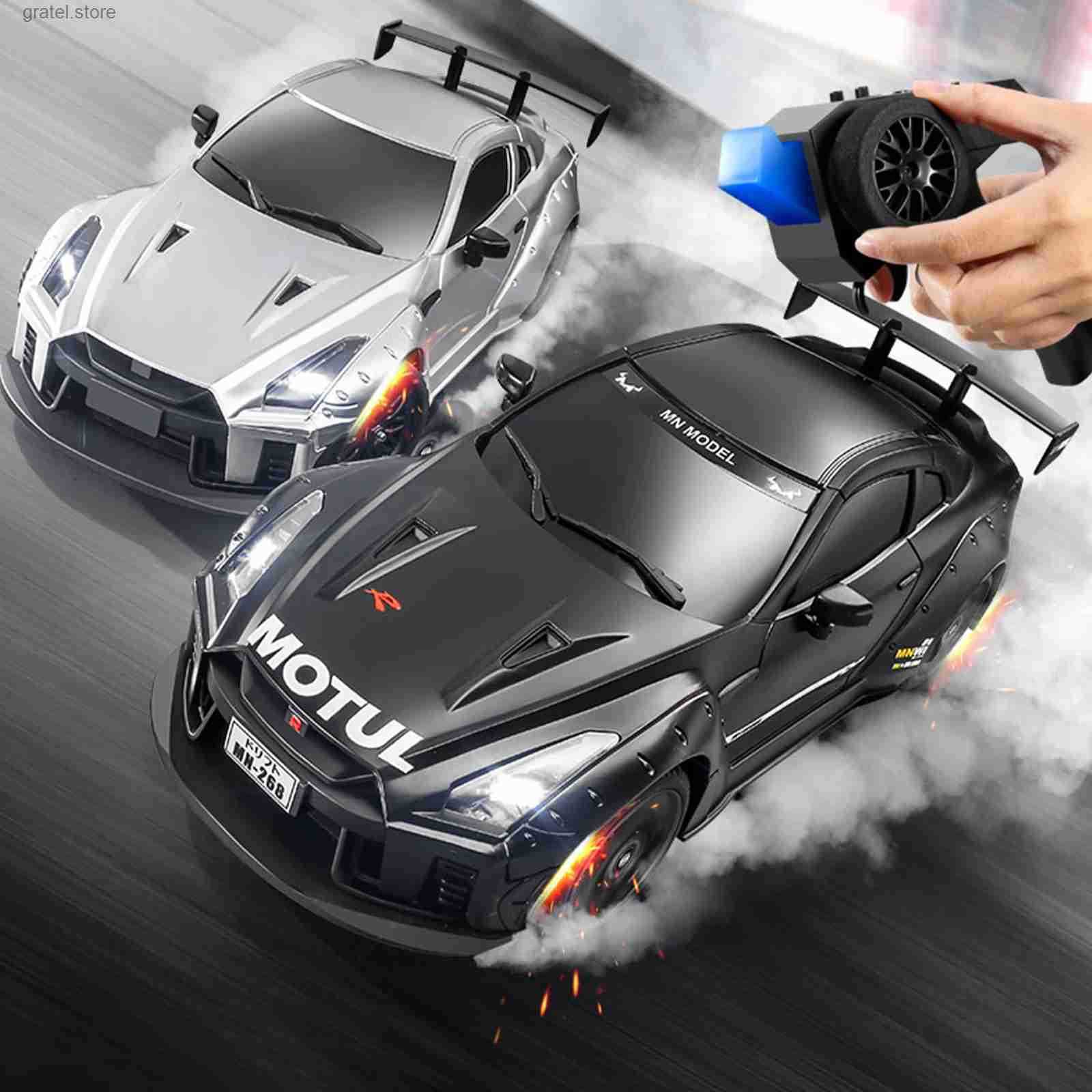 1-16 Scale RC Drift Car RWD with Gyro System 2-Speed Transmission LED Lights 2 Tire Sets Included L250625