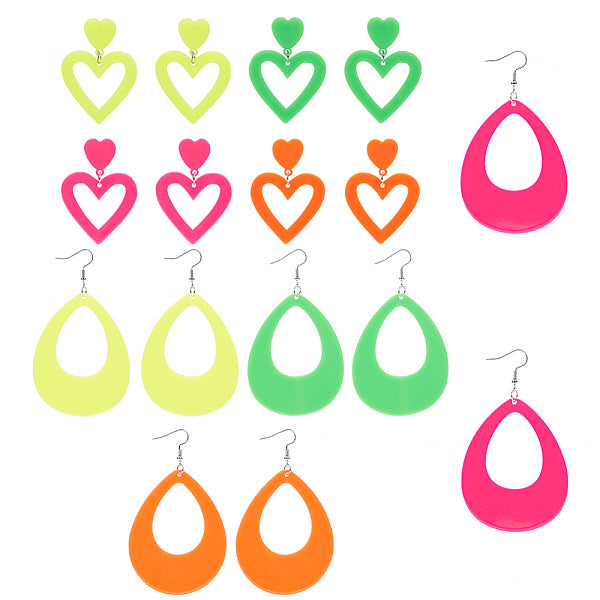 8 paire de boucles d'oreilles pendantes en acrylique en forme de cœur et de larme avec épingles en acier pour femmes
