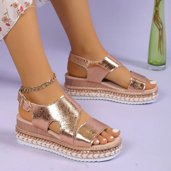 Ladies Shoes 2024 High Quality Peep Toe Womens Sandals Fashion Office and Career Solid Wedges Sandals shoes 240808