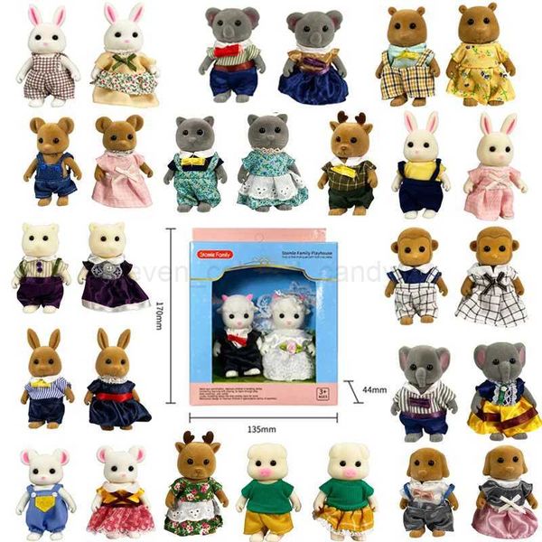 Original Forest Animal Family 1 12 Dollhouse Furniture Mini Rabbit Bear dog cat pets dolls Figure Toy Dolls Kids GiftsCL240712
