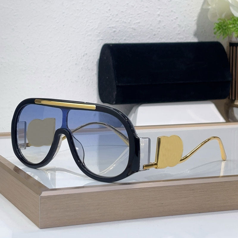 Oversized oval shaped pilot glasses 6202 Men Womens face masks sunglasses frame metal decoration designer acetate sunglasses outdoor UV400 protectiv