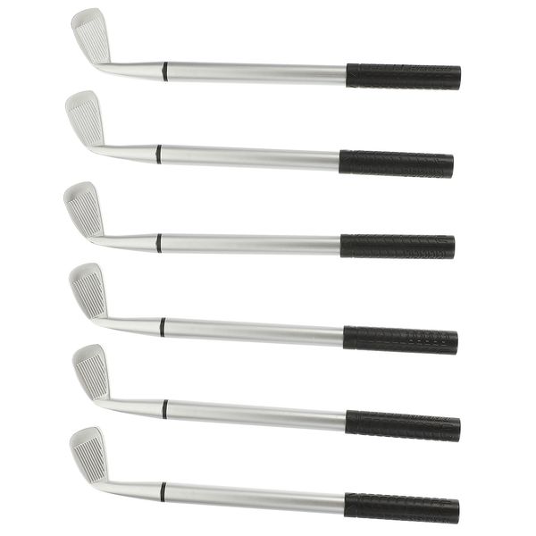 6 Pcs Golf Styling Pen Desk Stationary Novelty Club Pens for Gifts Pp Office Stationery Man Metal Golfing Ballpoint