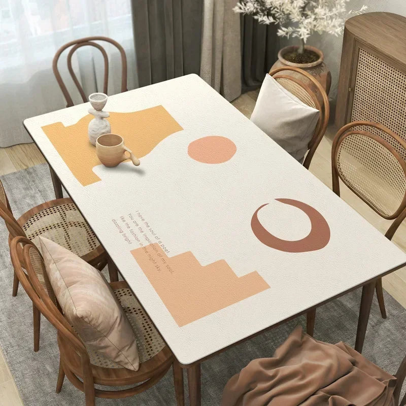 Mantel Antimanchas Impermeable Tela Long Square -shaped Coffee Table Pu Leather Cloth Table Cushion TT9A01