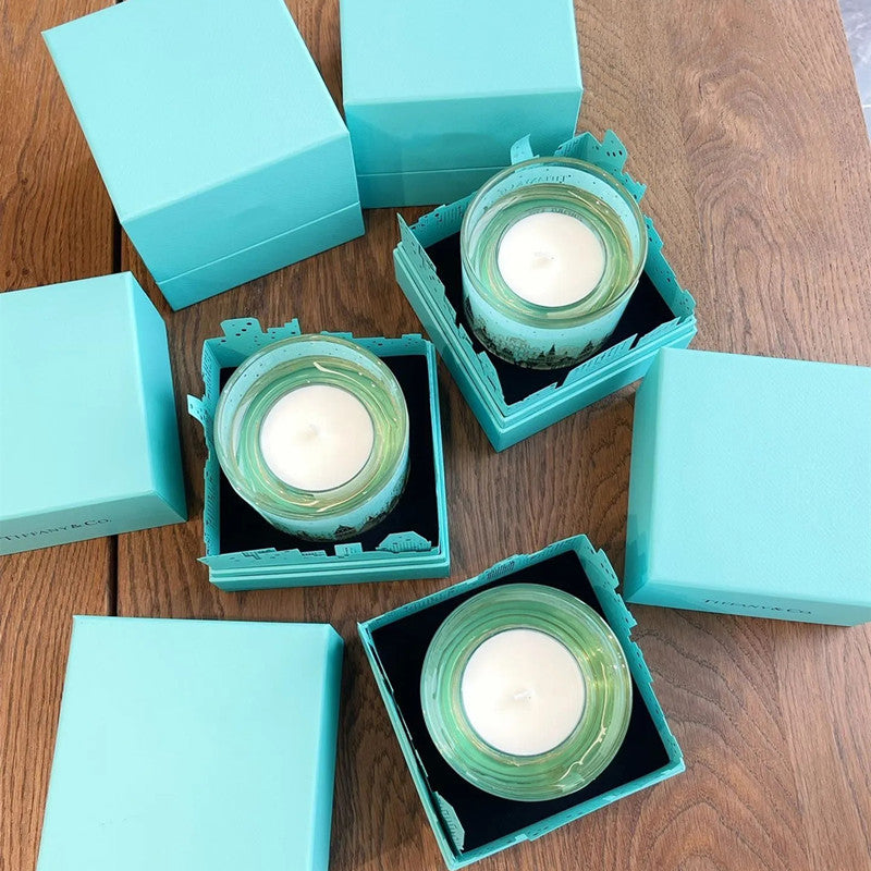 Luxury Perfume Candle Christmas Limited Edition Scented Cedar Candle Wheat Leaf pattern glass Candles Room Deodorant Durable Flavor fast shipping