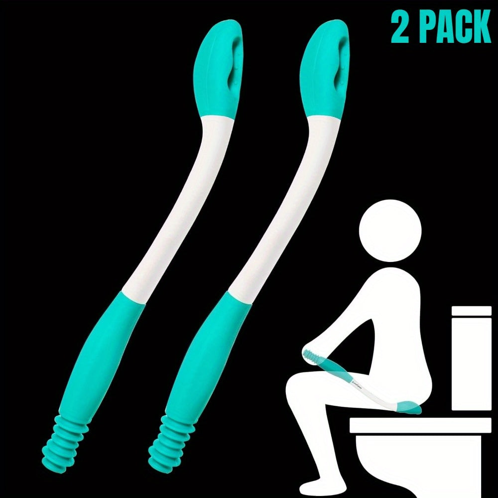 TEMU 2-pack Long Handle Toilet Wipers With Self-cleaning Design - Extra Long 15, 7 Inch Bathroom Helper, Non-slip Grip For Elderly, Disabled,