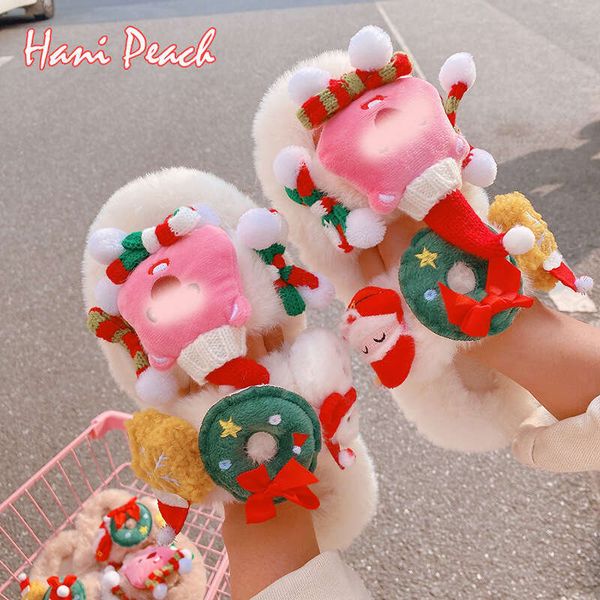 Hd11433a15 Cute Cross Dressing Christmas Style Little Beaver Pink Sweet Hairy Slippers For Home And Outing Warm Women 11
