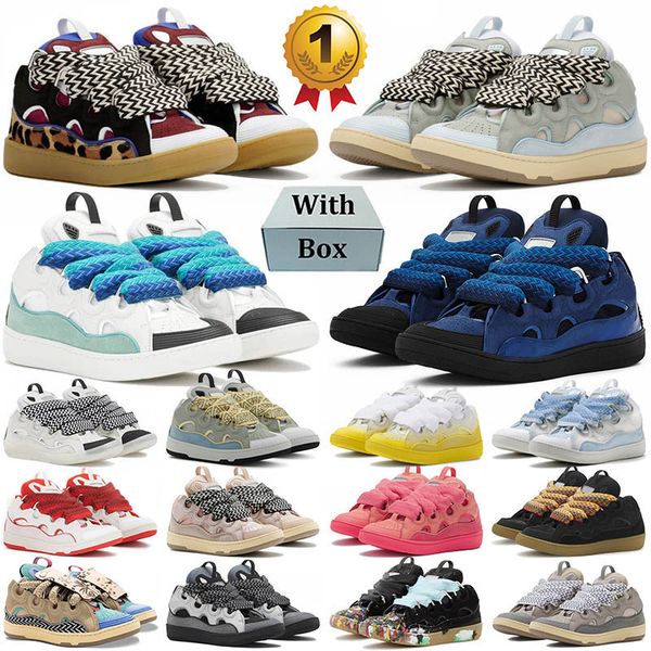 with box top designer mesh woven Lace-up shoes extraordinary sneakers style embossed leather curb sneakers mens womens in nappa calfskin rub
