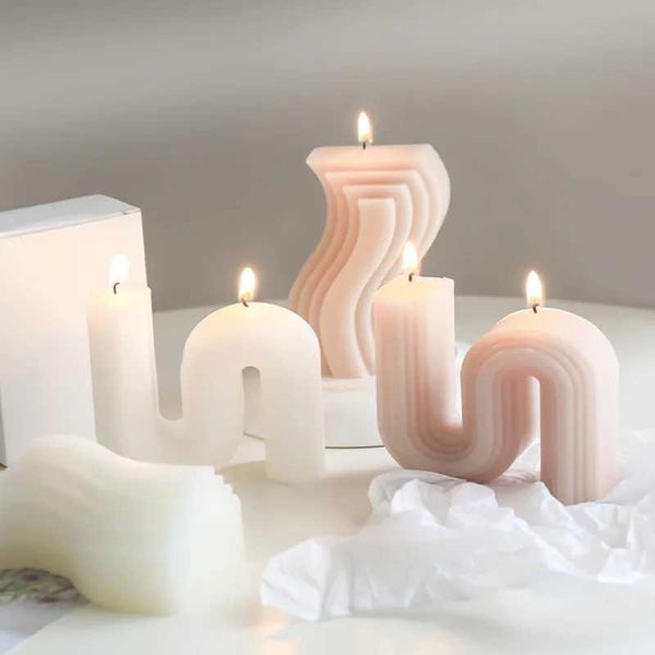 Candles Home decor candel S Shape decorative aromatic candles pink romantic candle for new year decoration house ins scented candles L240910