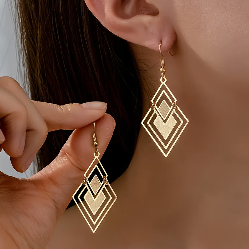 TEMU Chic Boho-chic Women's Earrings | Minimalist Geometric Shape Design | 14k Golden Plated Copper With Iron Posts | Versatile For Casual Attire |
