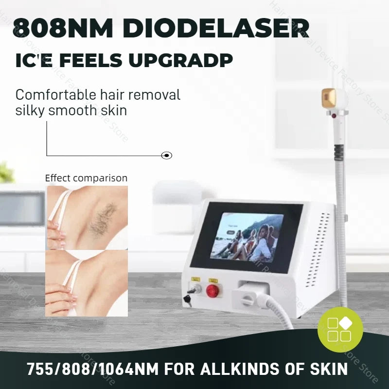 High Power Ice Cooling 755nm 808nm 1064nm 3 wavelengths Device Diode Laser Epilator Wavelength Painless 808nm Hair Removal Machine