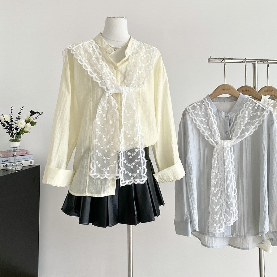 K586 Lace scarf can be used as a belt. Spring new Japanese sweet Korean style gentle design lace shawl AL228