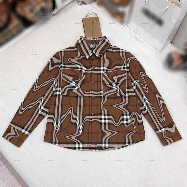 Brand Child Shirt Dual pocket design baby clothes Size 100-160 CM kids designer clothes Plaid printing girls boys Blouses