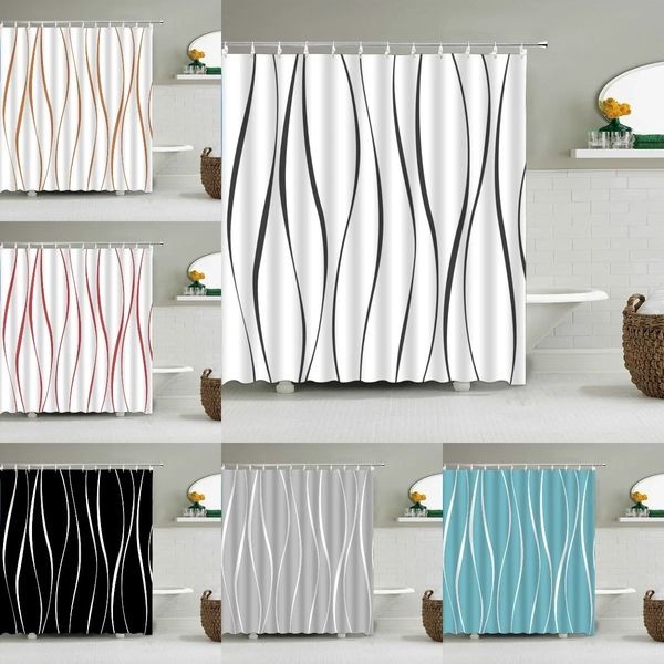 Black And White Striped Shower Curtain Colorful Creative Geometric Shower Curtain Modern Minimalist Bathroom Accessories Decor 250116