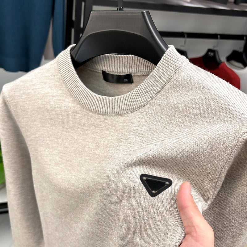 Men&#039;S Sweaters Crew Neck Pullover Knitted Sweater Spring Autumn Long-Sleeved Top Base Shirt Fashion Winter Warm Long Sleeve Knitting Jumper