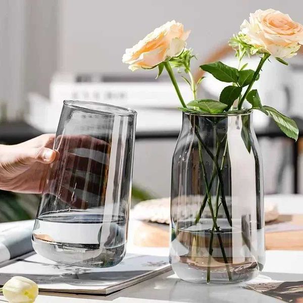 Vases Decorative vases modern nordic transparent hydroponic glass vase living room decor ornaments Flower vase Decoration bedroom Art H25011
