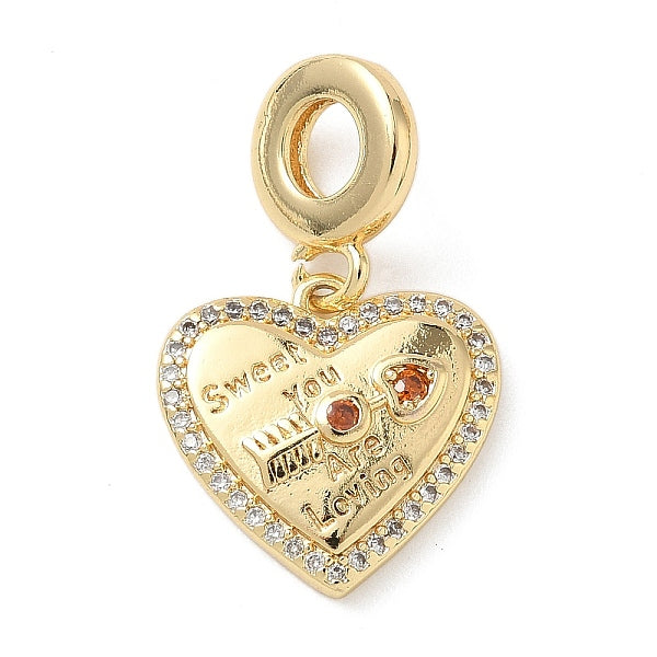 Messing mikro pflastern klare kubik zirkonia europäische baumeln charme