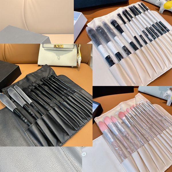 Designer Makeup Brush Letter Logo Print Black Pink Makeup Brush Makeup Tool with Storage Pack 12pcs-set Gift Boxes for Valentine&#039;s Day