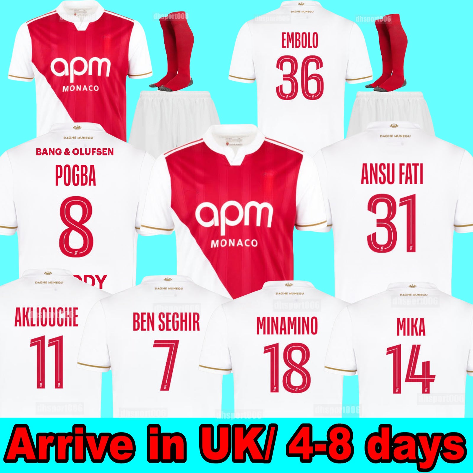 25 26AS Monacos maillots Soccer Jerseys FOFANA Ben Seghir Zakaria Matazo BEN YEDDER GOLOVIN Pogba 8 ANSU FATI Men kids kit maillot de foot Flocage F